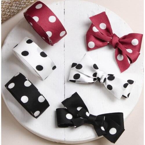 5yards Polka Dot Satin Ribbon for Diy Bow Headwear Materials Cake Gift Box Flowers Packaging Hat Sewing Decor Accessories
