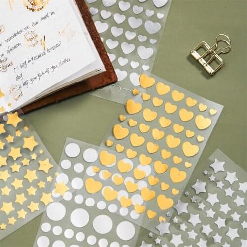 9x15cm Colorful Heart Five-pointed Star Circle Stamping Hand Account DIY Photo Album Diary Decoration Sticker Gradient Size