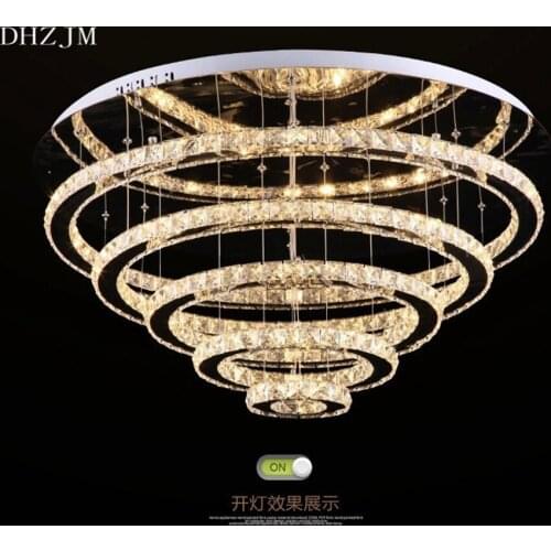Free Shipping New 5 Rings Designer Luxury Large Modern Crystal Chandelier For Living Room Lustres Flush Mount Lighting Fixtures