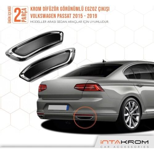 Free Shipping New 2 Pieces High Quality Bright Chrome Car Rear Diffuser Look Exhaust Inserts For Volkswagen Passat B8 2015- 2019
