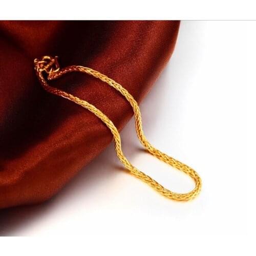Pure 999 24K Yellow Gold Bracelet / Wheat Shape Link Chain Bracelet/ 3.59g