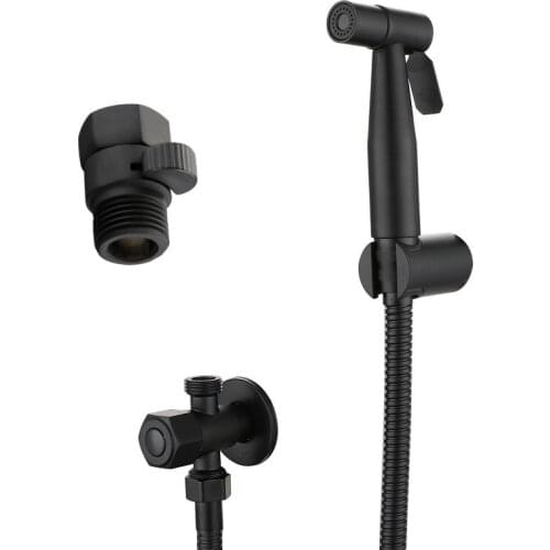 Black Bidet Bathroom Hand Shower Bidet Toilet Sprayer Hygienic Shower Bidet Tap Shattaf Bidet+Solid Brass Water Control Valve
