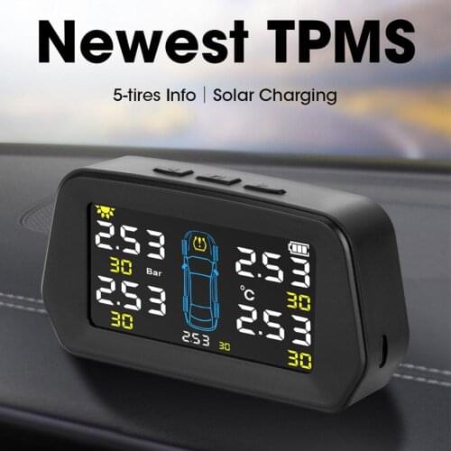 Alarm Tire Pressure Sensor Solar LED Large Screen Tire Pressure Monitor TPMS Tire Pressure Built-in Auto Professional Spare Part