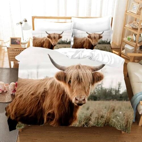 Scenery Yellow Cow Bedding Set Animal 3D Print Comforter Luxury Duvet Cover Set Home Textile Decor Twin Queen King Single Size