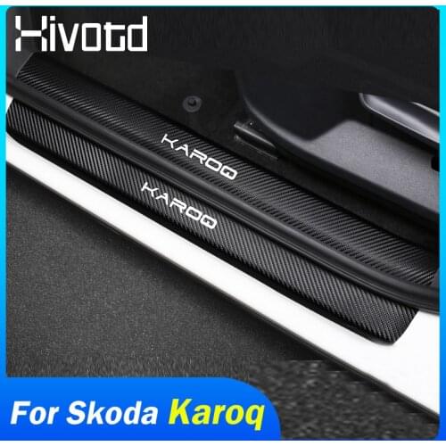 For Skoda Karoq 2018-2020 Accessories Door Sill Film Sticker Cover Anti Scratch Threshold Pedal Wrap Film Door Sill Decoration