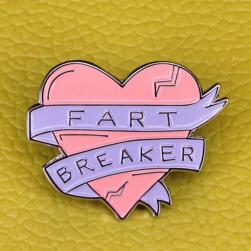 Fart breaker not heart breaker enamel pin pretty fart joke brooch funny pastel heart Illustration badge banner art pins