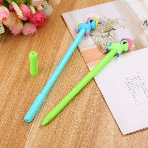 1pc Cute Pony Pen Kawaii Pony Unicorn Black Signature Pen Child Student Office School Supplies Stationery Cartoon Unicorn Pen