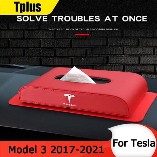 Tplus Model Y Exquisite Tissue Box For Tesla Model 3 2021 Car Interior Multi-Function Daily Accessories Model Three