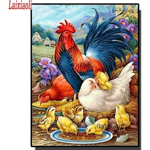 Full Square/Round Diamond Painting farm animals Chicken Diamond Embroidery Mosaic Hen rooster chick pattern Handicraft Wall Art