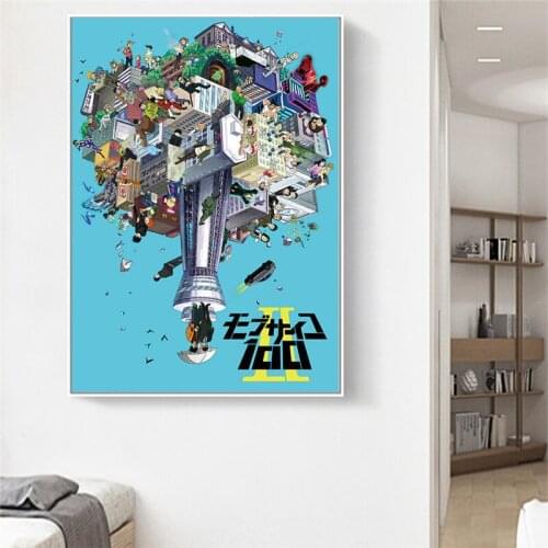Unframed Printed Pictures Home Decoration Wall Art Mob Psycho 100 Nordic Style Japan Anime Poster Canvas Painting Living Room