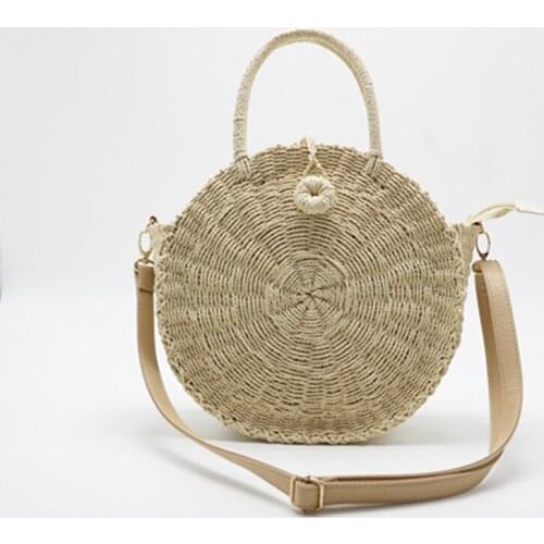 Round Straw Woven Bag Women Handbag Messenger Shoulder Bag Female Summer Beach Bags