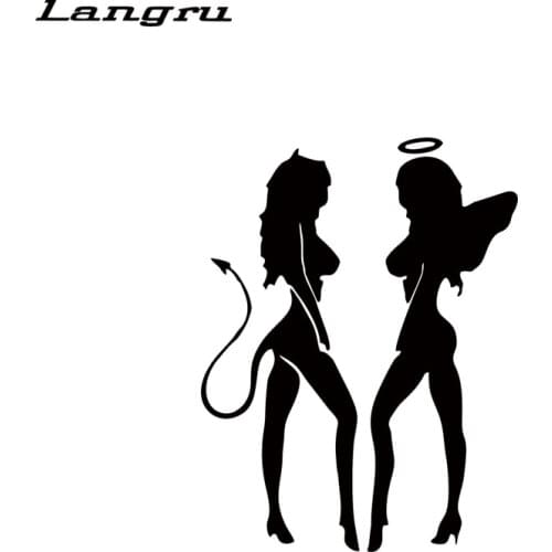 Langru Cool Graphics Angel Devil Sexy Girls Car Window Vinyl Decal Sticker Car Accessories Jdm