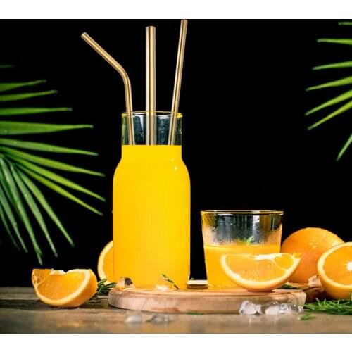 Metal Reusable 304 Stainless Steel Straws Straight Bent Drinking Straw With Case Cleaning Brush Set Party Bar accessory