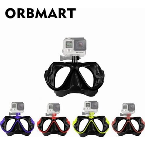 ORBMART Underwater Diving Mask Goggles With Locking Mount Adapter For Gopro Hero 6 5 4 4+ 3 Xiaomi Yi 2 4K SJCAM SJ6000 SOOCOO