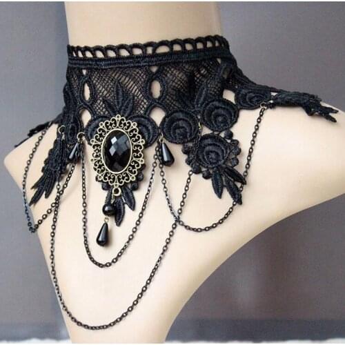 Gothic Punk Black Lace Choker Collar Necklace Fashion Jewelry