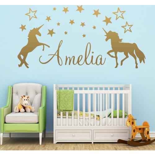 Personalized Custom Name Unicorn Wall Stickers Vinyl Decals For Kids Boys Room Wall Sticker Unicorn Name Wallpaper