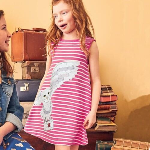 Frocks for Girls 2021 Summer Baby Girl Clothes Toddler Cotton Red Striped Animal Vestiods Casual Dress for Kids 2-7 Years