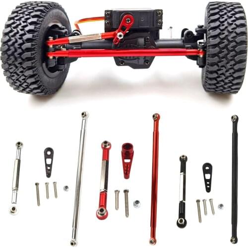 Adjustable Aluminum Steering Tie-Rod Servo Linkages Arm Metal Upgrade Sets for MN86K MN86KS 4x4 1:12 RC Crawler Climbing Car