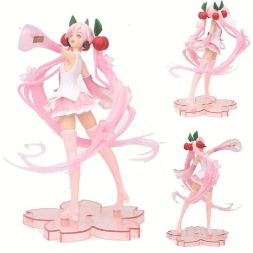 Funny JoyAnime Pink Cute Hatsune Miku Figure Kawaii Sexy Girl Series Car Decoration Small Sculpture Movable Doll Adult