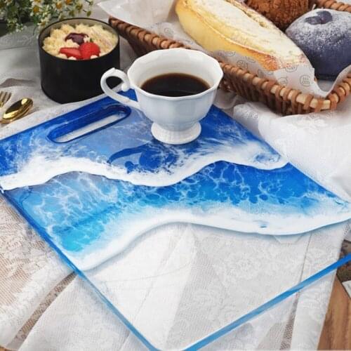 DIY Crystal Epoxy Resin Mold Large Rectangular Handle Tray Silicone Mold Mirror Swing Table Silicone Mold