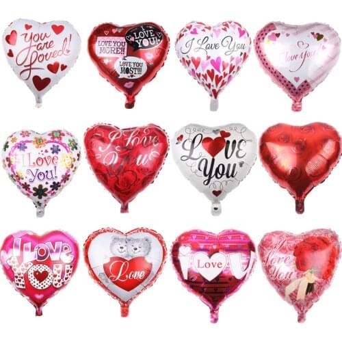 Mix 50pcs Wedding Valentines Day Party 18inch I love you Foil Balloons Decorations Baby Bridal Love Heart Helium Balloon Gifts