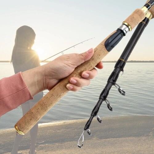 1.8m--2.7m Spinning Casting Rods wooden handle Carbon Fishing Rod Bass Fishing Tackle Lure Rods Telescopic Fishing pole