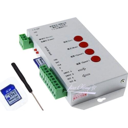 T1000S LED RGB controller SD Card Pixels Controller ,for WS2801 WS2811 WS2812B SK6812 LPD6803 LED 2048 DC5~24V