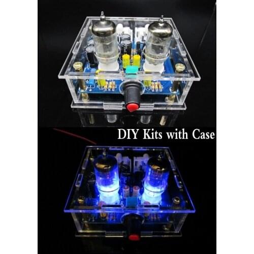 6J1 Tube Amplifiers Audio board Amplificador Pre-Amp Audio Mixer 6J1 Valve Preamp Bile Buffer Diy Kits with Case
