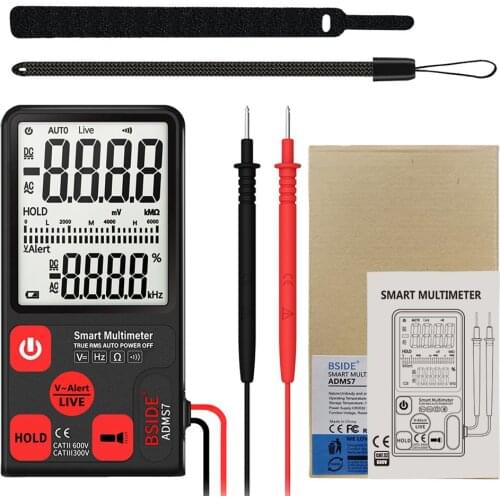 Ultra-Portable Digital Multimeter BSIDE ADMS7 Large 3.5" LCD 3-Line Display Voltmeter AC DC Voltage NCV Resistance Ohm Hz Tester