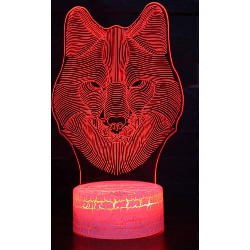 Wolf Head theme 3D Lamp LED night light 7 Color Change Touch Mood Lamp Christmas present Dropshippping