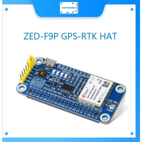 Waveshare ZED-F9P GPS-RTK HAT for Raspberry Pi, Centimeter Level Accuracy, Multi-Band RTK Differential GPS Module