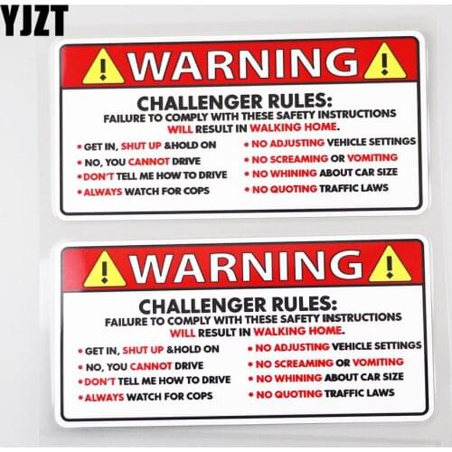 YJZT 2X 13.4CM×6.3CM High Quality CHALLENGER RULES Decoration Decal PVC Car Sticker 12C-0051