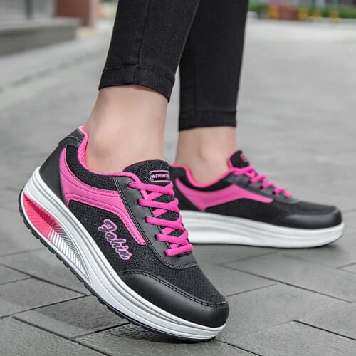 Shake Shoes Women Walking Shoes Cushioned Comfortable Height Increasing Wedge Heel Sneakers