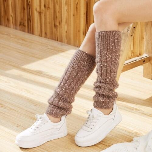 Women Winter Socks Wool Calentadores De Pierna Mujer Cable Knitted Pattern Calf Warmth Outdoor Boots Socks Tube 2020 Fashion