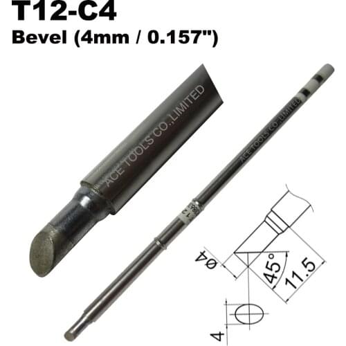 10 PCS T12-C4 Bevel 4mm Soldering Tip for HAKKO FX-951 FX-950 FX-952 FX-9501 FM-2028 FM2027Iron Nozzle Pencil Bit Replacement