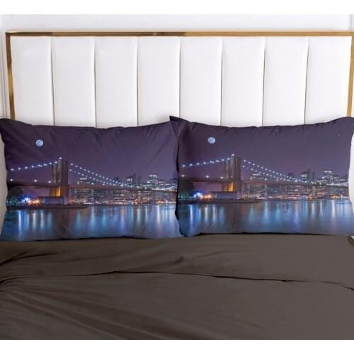 2pc Pillow Case Pillowcase 50x70 50x75 50x80 50x90 80x80 70x70 Decorative Pillow Cover City bridge Bedding pillowslip