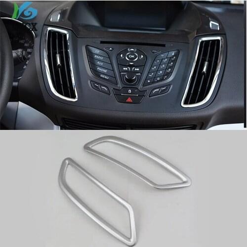2PCS Chrome Front Air Conditioning Vent Plating Circle Decorative Sequins Trim Sticker for Ford Kuga Escape 2017 - 2018