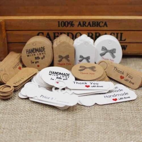 50pcs Multi Cute Brown /white Paper Gift Label Tag Handmade Jewelry Charms Tag Round Wedding Favors /cookies Decorative