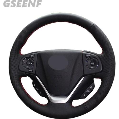 Car Accessories Steering Wheel Cover For HONDA CRV CR-V G4 2012-2016 Black Hand-stitched Comfortable Genuine Leather