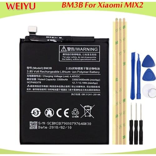 BM3B Battery for Xiaomi Mi Mix 2 Mix2 Batterie Bateria Batterij Accumulator AKKU 3400mAh+Tools