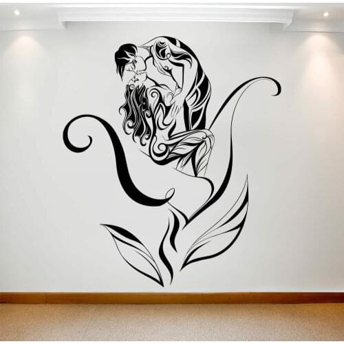 Large Wall Decal Art In Love Elves Pattern Vinyl Wall Sticker Couple Bedroom Headboard Background Wall Decor Accessories Z399