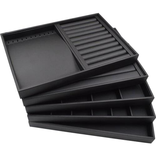 Black PU Leather Jewelry Pallet Necklace Tray Rings Bracelet Exhibition Jewelry Organizer Trays
