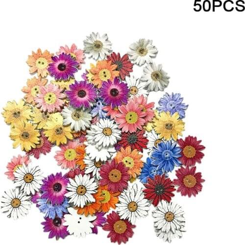 DIY 50pcs Flower Series Wood Buttons Sewing Scrapbooking Gift Handwork Home Clothing Wooden Decorative Handmade New