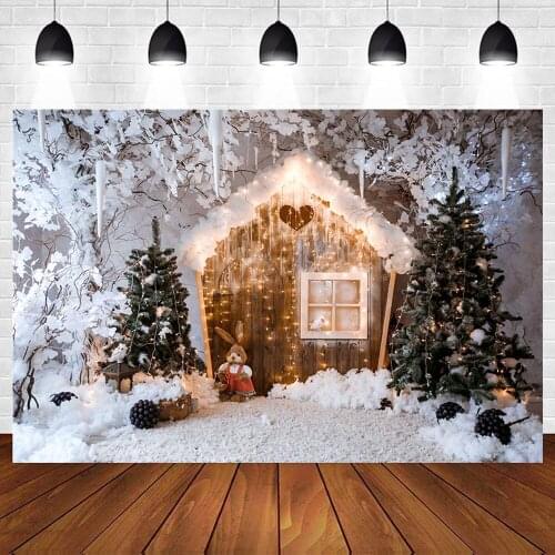 Christmas Photography Backdrops Background Fireplace Winter Snow Tree Window Baby Photocall Portrait Background For Photo Studio