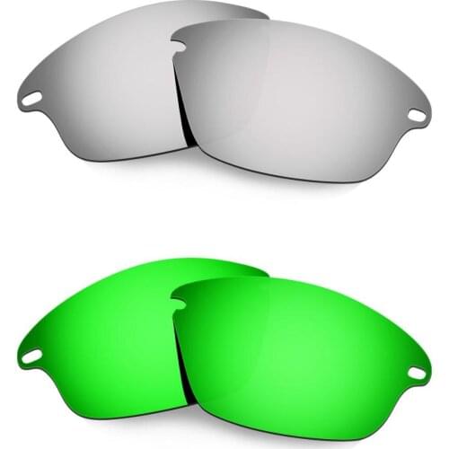 HKUCO For Fast Jacket Sunglasses Polarized Replacement Lenses 2 Pairs Silver & Green