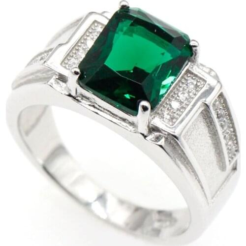 925 Sterling Silver Women Ring Rectangle Green/Red Color Cubic Zircon Ring For Women Wedding Jewelry Valentines Day Gift