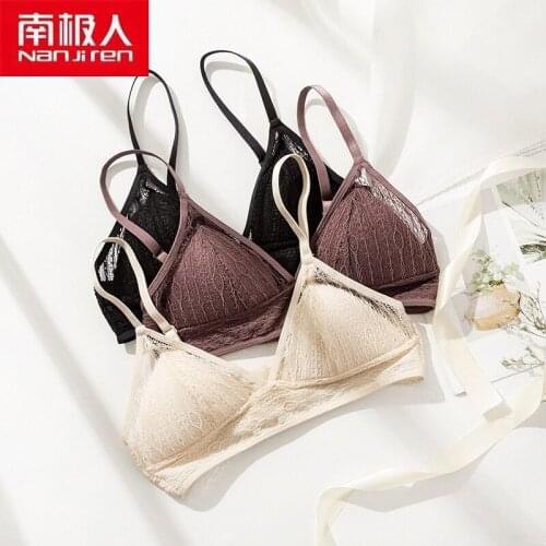 NANJIREN Lingerie Women Underwear Set Silk Wire Free Solid Color Seamless Breathable Comfortable One-Piece Lace Bra