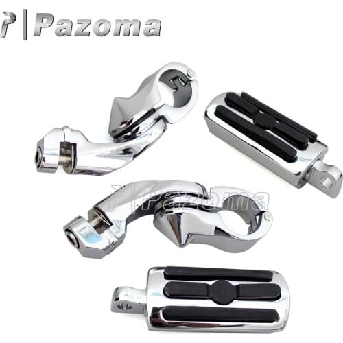 1 1/4" 32mm Chrome Short Angled Highway Engine Guard Clamps Foot Pegs Pedals for Harley Touring Road King Sportster Softail