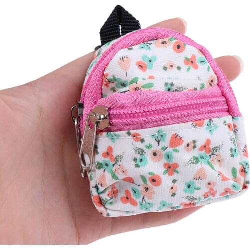 New 1:6 1:12 Dollhouse Miniature Flower Backpack Schoolbag Dolls Accessories