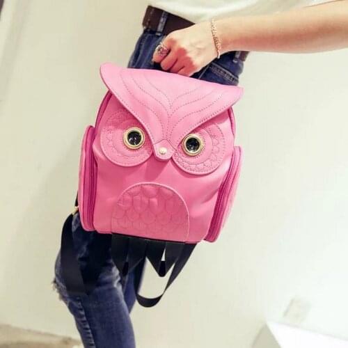 Fashion Women Backpack Newest Stylish Cool Black Genuine Leather Owl Backpack Female Hot Sale Women Man shoulder bag school bags